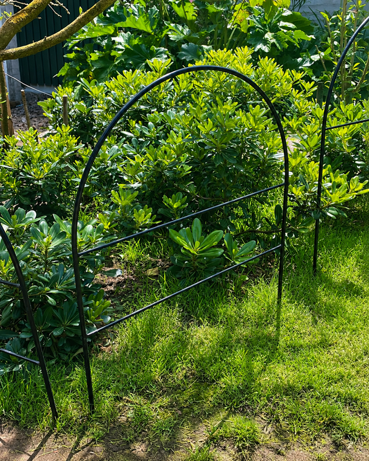 Large Metal Garden Border Fence: 33" Tall, Black Coated or Rustic Finish