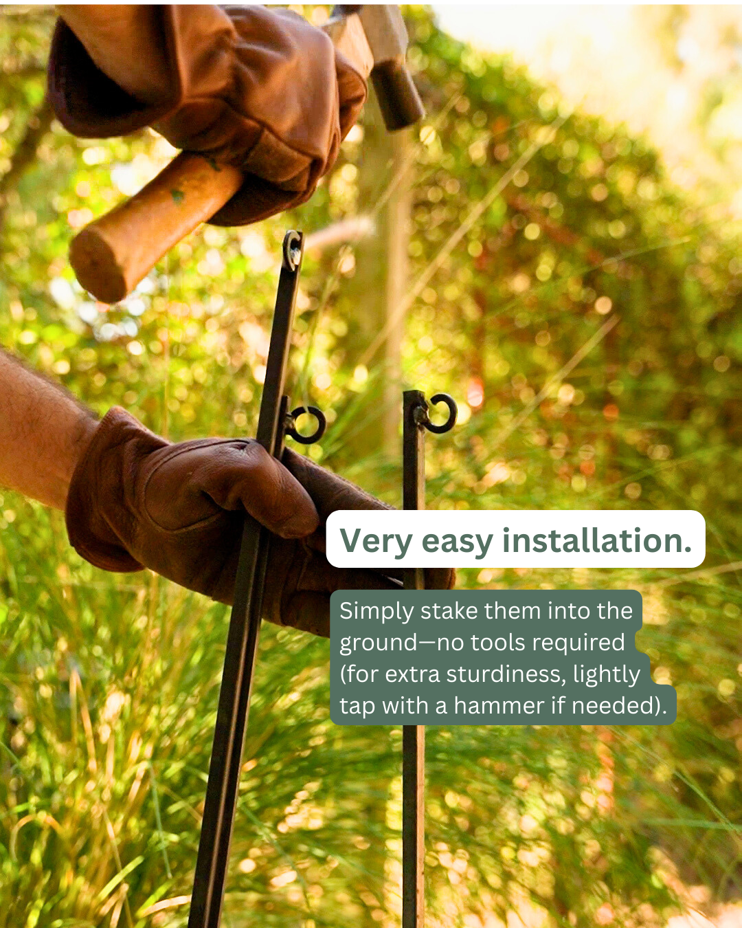 Steel Garden Border Posts: 34" Stakes for Garden Edging & Walkways, Black Coated or Rustic Finish