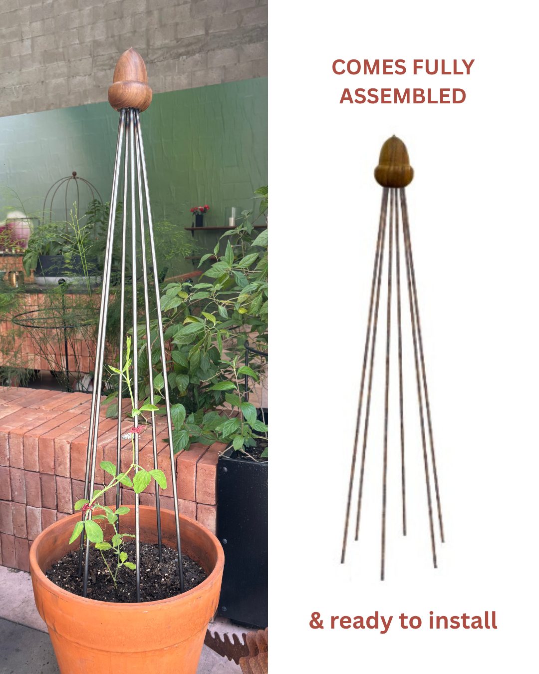 Obelisk Garden Trellis – 42.5” Small | Black or Unpainted Steel Finish