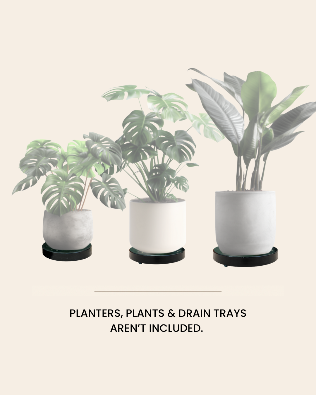 Rolling Planter Stand with Wheels: Black Coated or Corten Steel - 3 Sizes