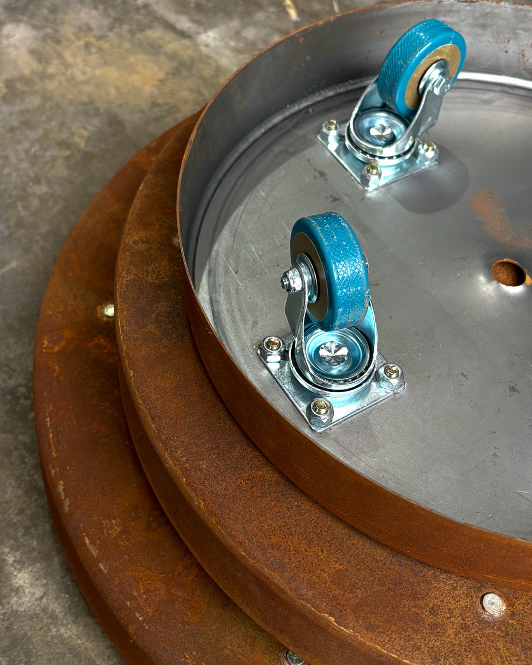 Rolling Planter Stand with Wheels: Black Coated or Corten Steel - 3 Sizes