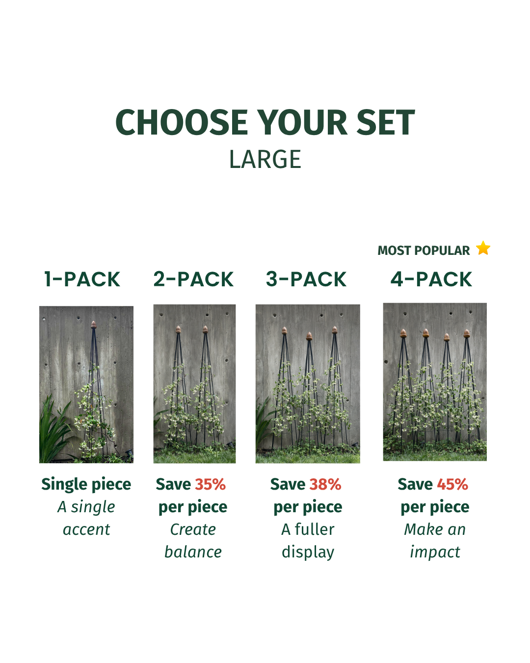 Obelisk Garden Trellis –  71" Large | Black or Unpainted Steel Finish