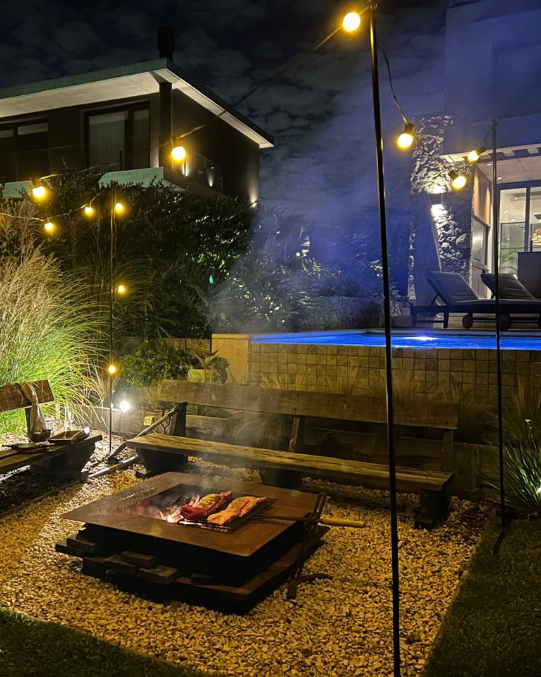 String Light Poles - Black Steel (8.2 ft Tall)