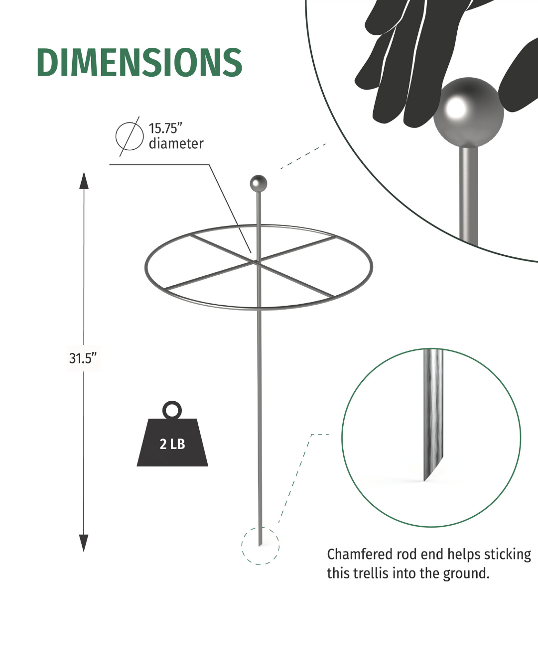 Metal Go-Through Plant Stake: Helicopter Style, Black or Rustic Finish