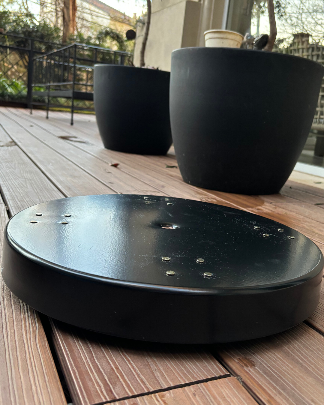 Rolling Planter Stand with Wheels: Black Coated or Corten Steel - 3 Sizes
