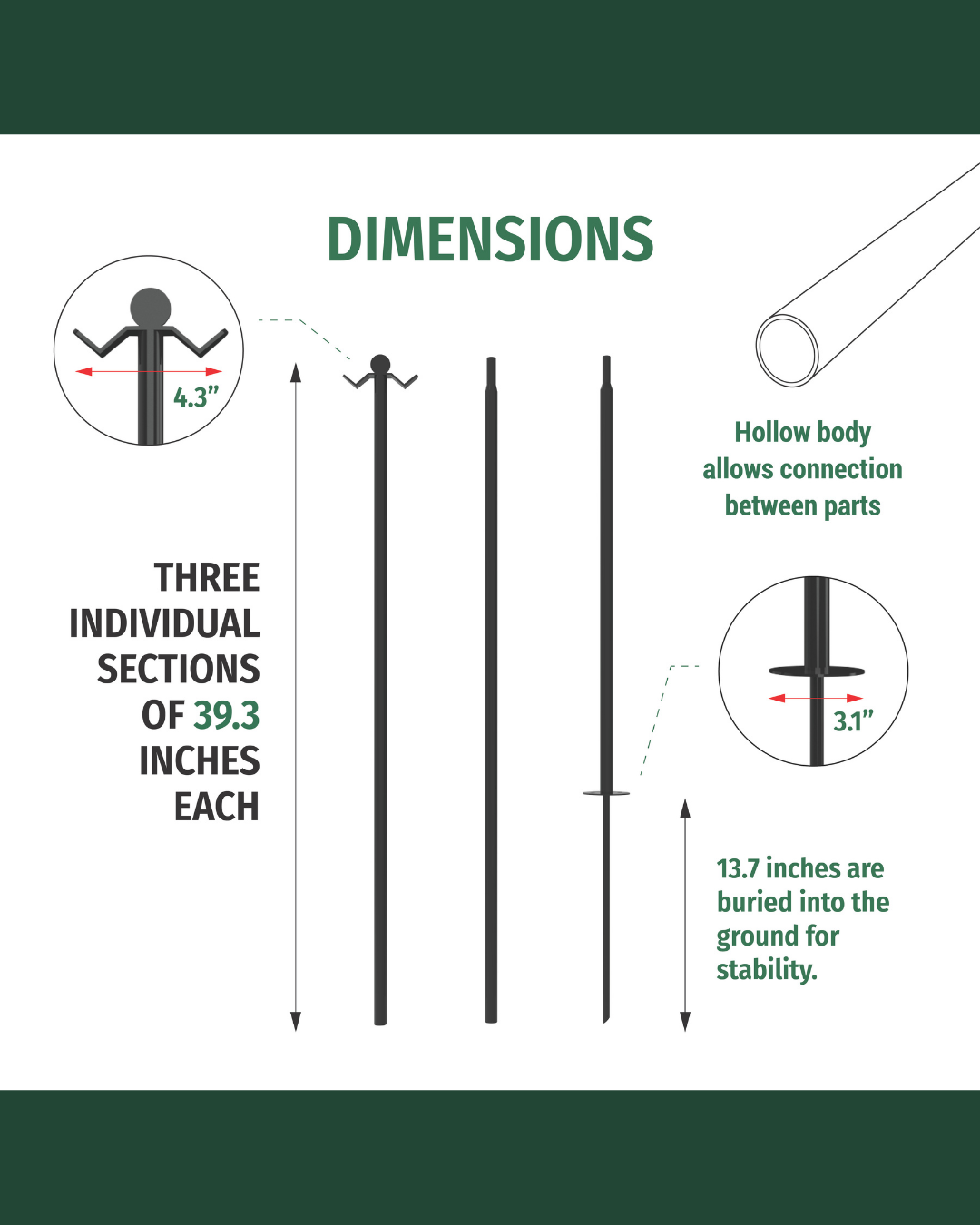 String Light Poles - Black Steel (8.2 ft Tall)