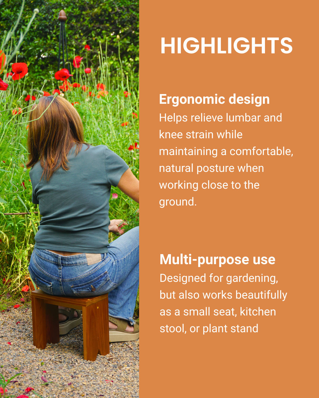 Handmade Wooden Stool | Reclaimed Wood Gardening Stool| for Home & Garden Use