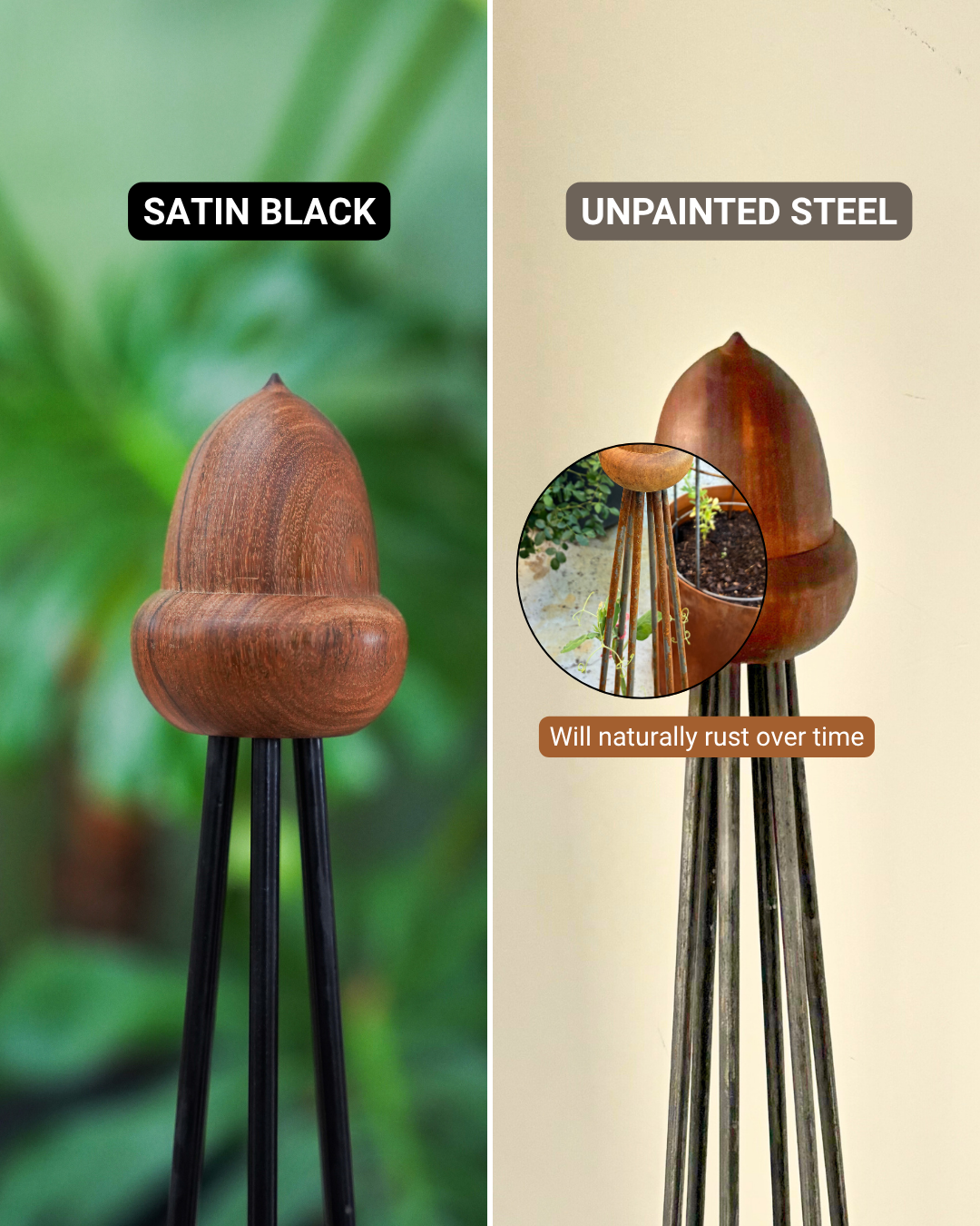 Obelisk Garden Trellis – 42.5” Small | Black or Unpainted Steel Finish