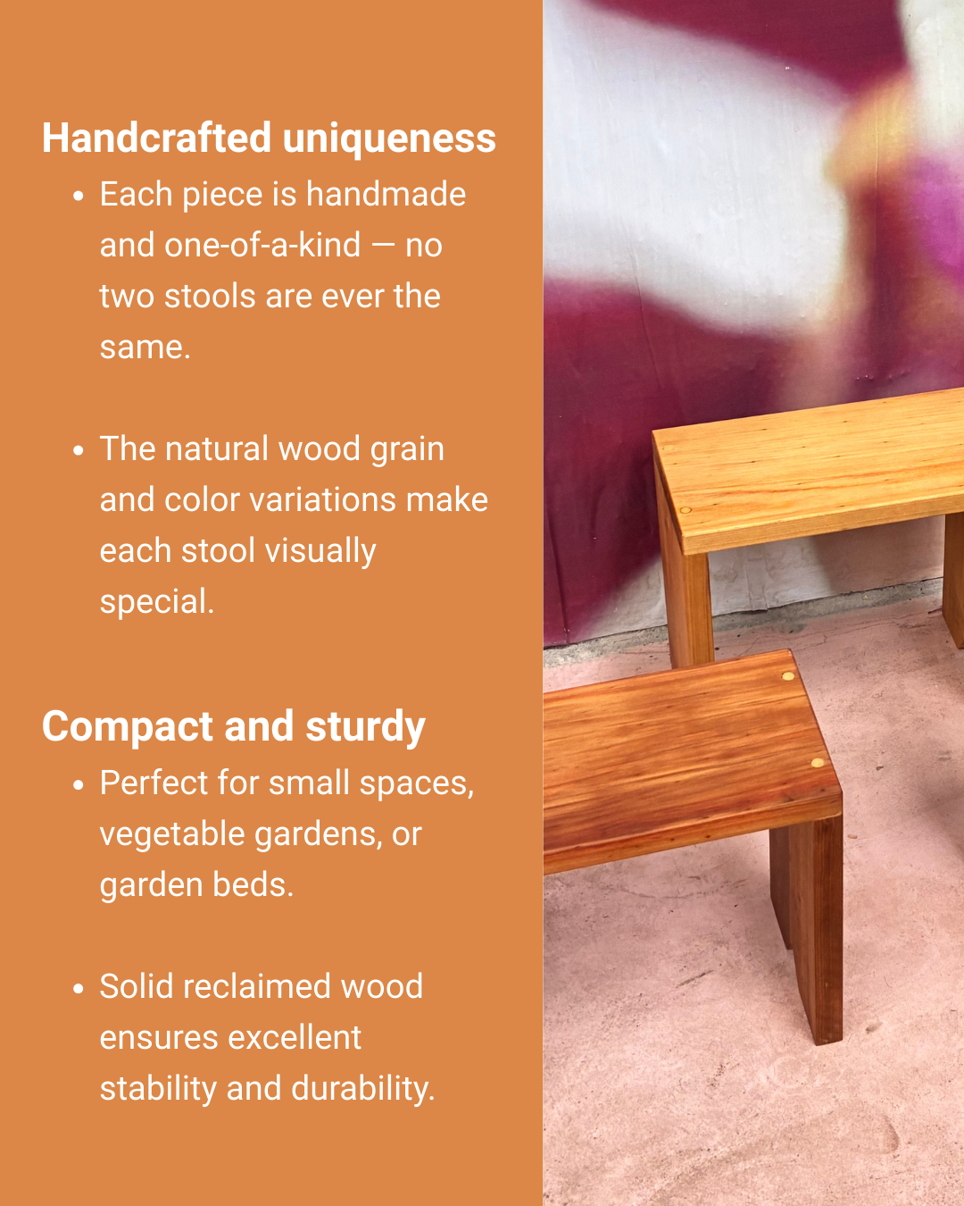 Handmade Wooden Stool | Reclaimed Wood Gardening Stool| for Home & Garden Use
