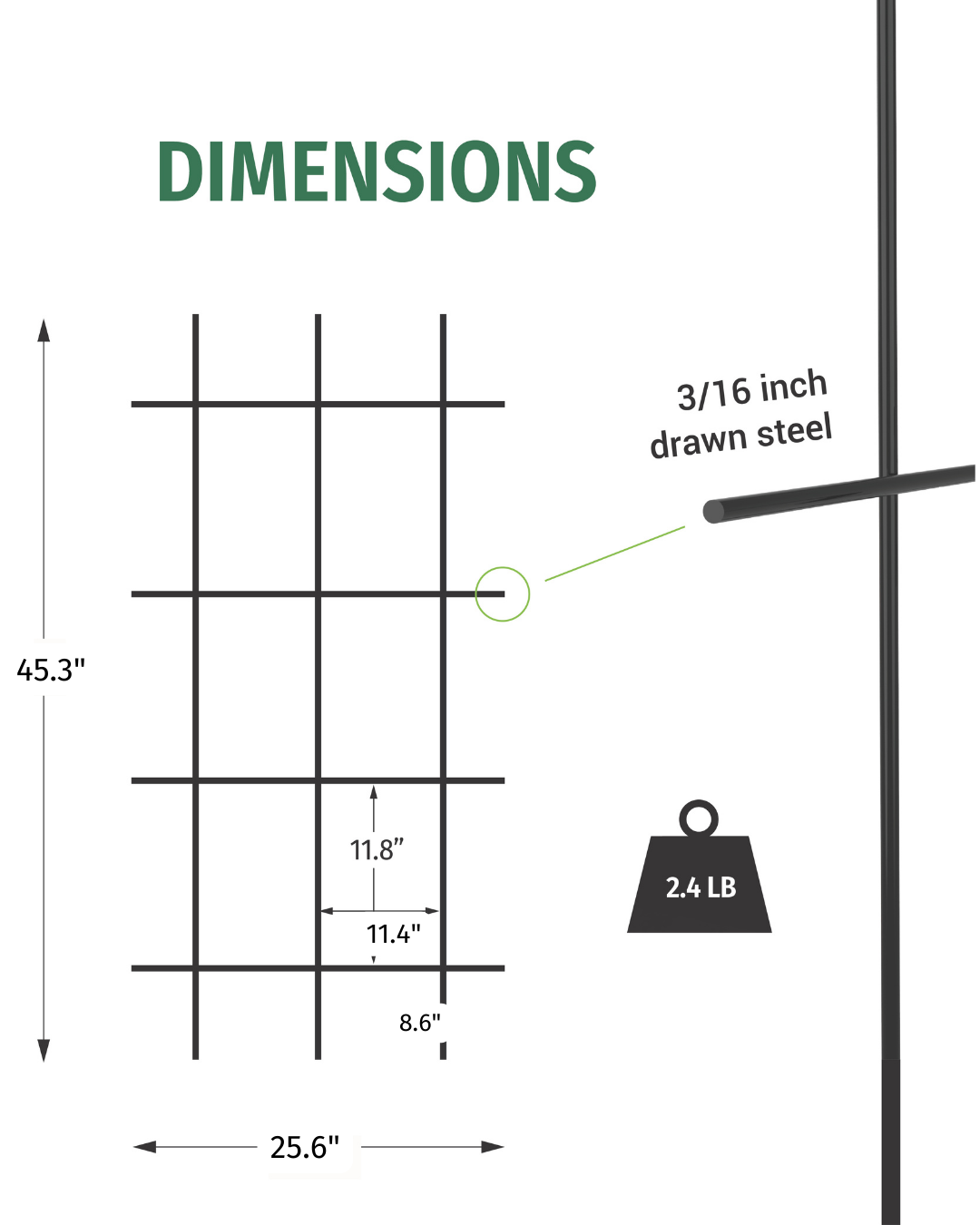 Metal Garden Wall Trellis: Plant Support for Climbing Plants -  Black, White or Rustic Finish