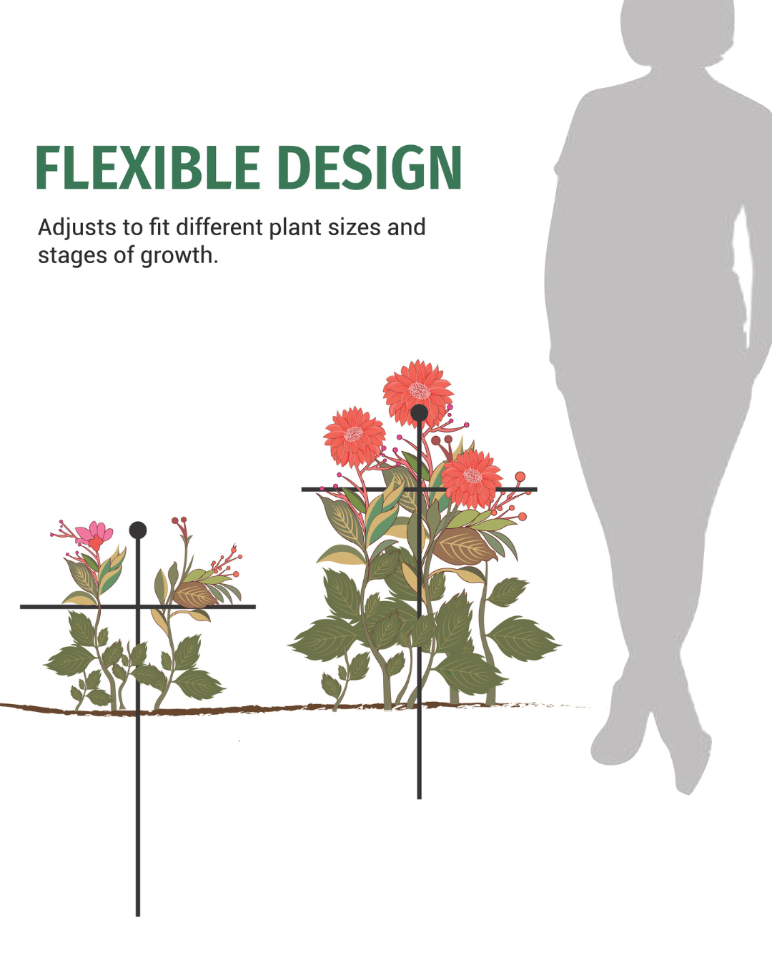 Metal Go-Through Plant Stake: Helicopter Style, Black or Rustic Finish