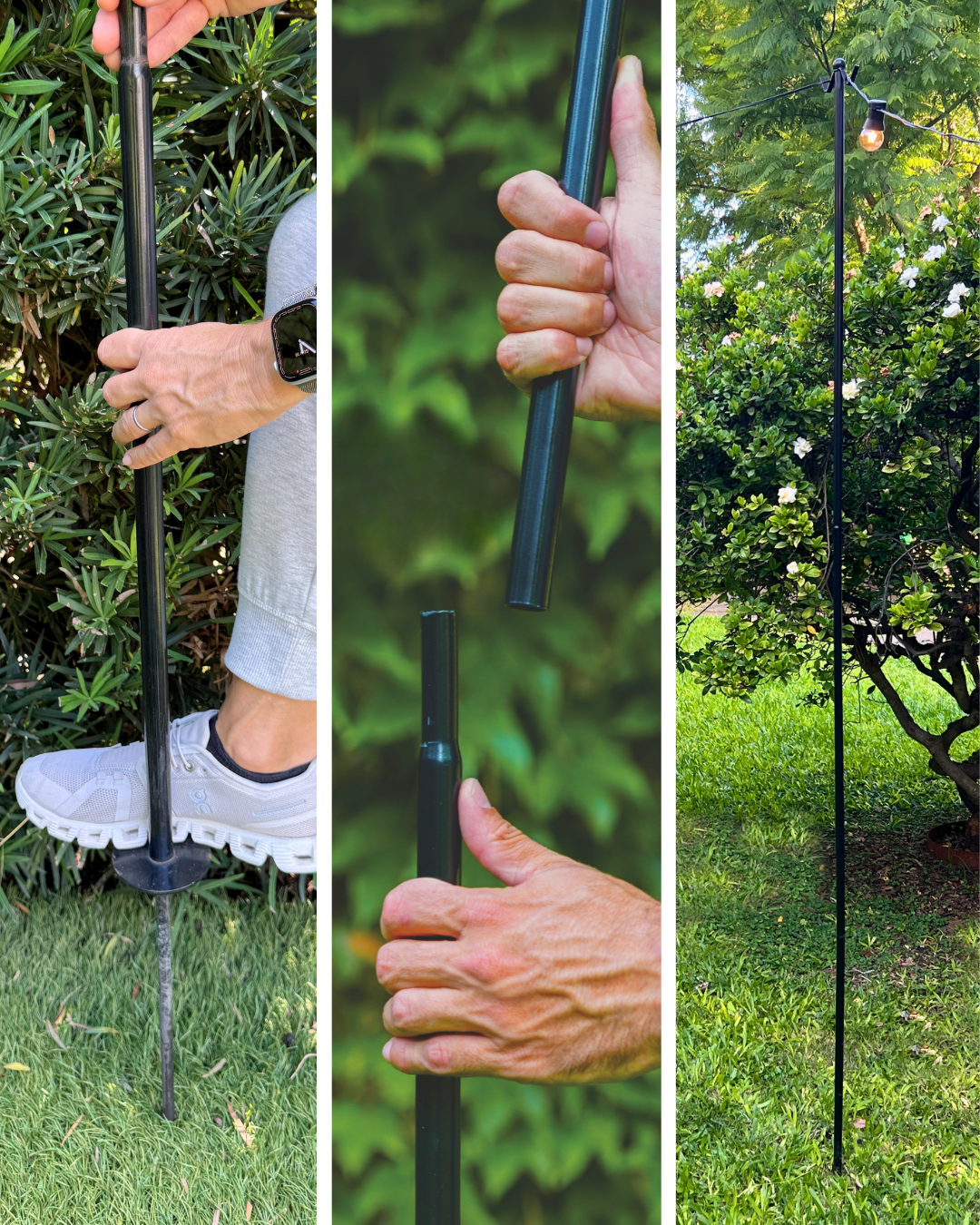 String Light Poles - Black Steel (8.2 ft Tall)