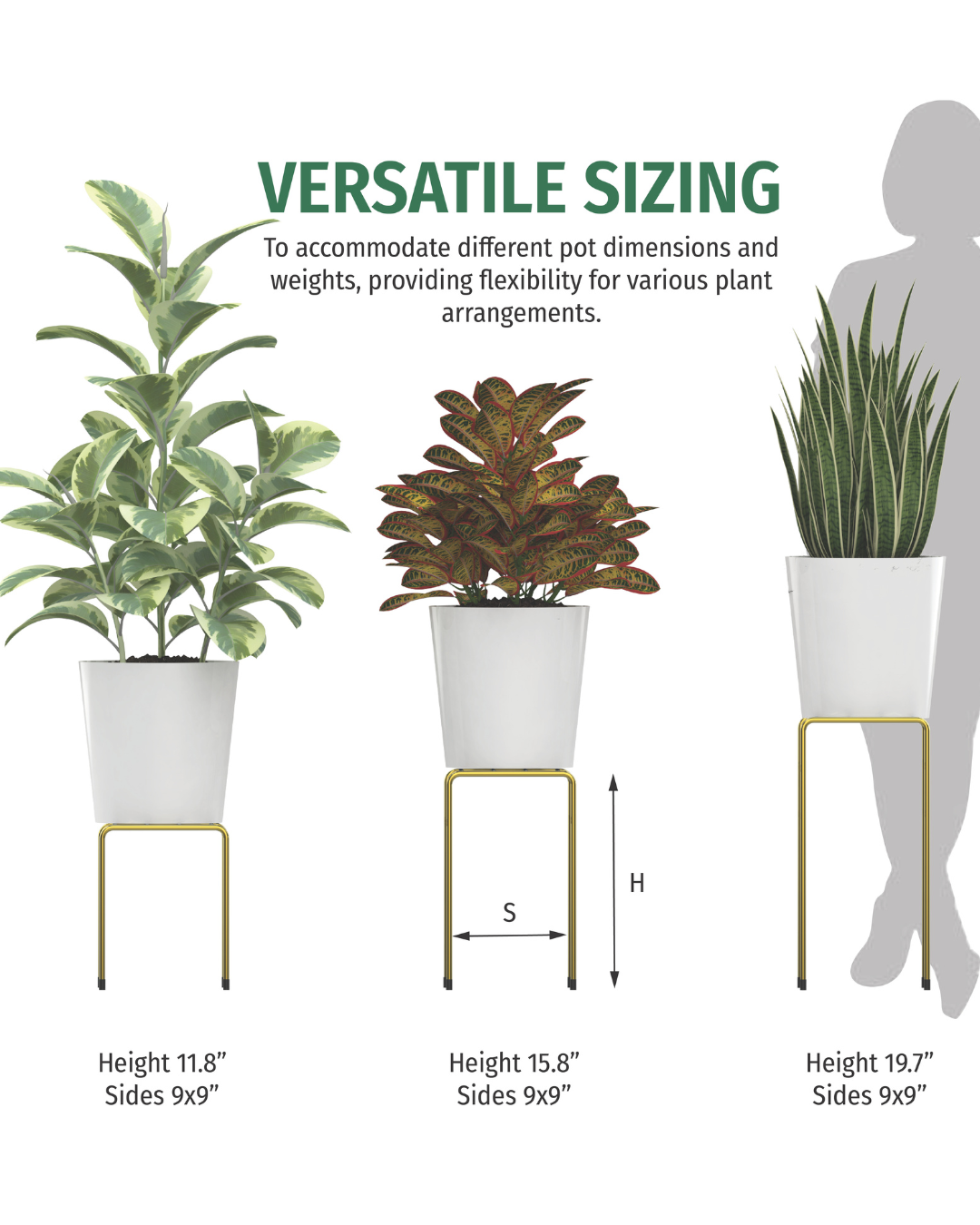 Modern Metal PotStands: Rust-Resistant Yellow Zinc Finish, Set of 3