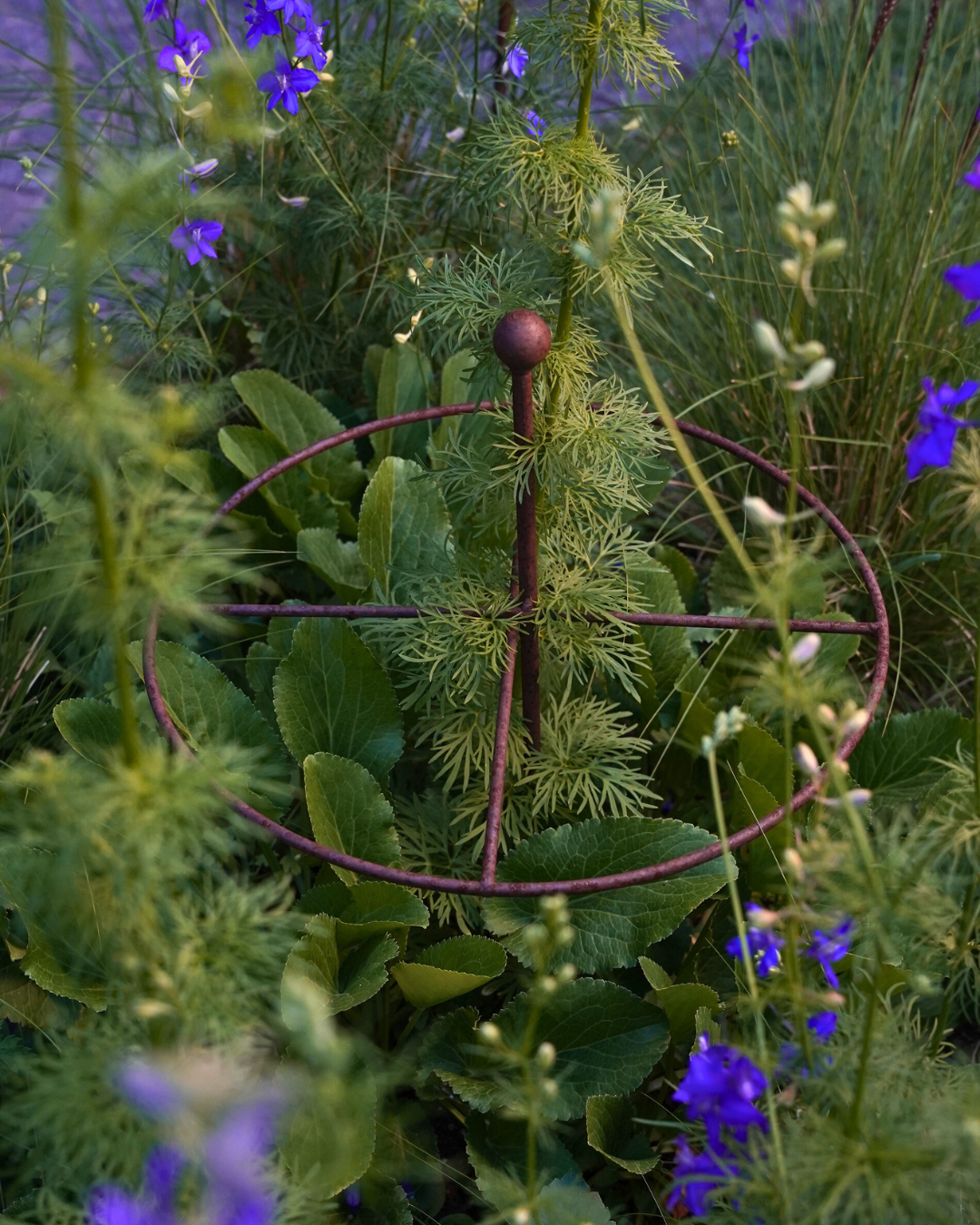 Metal Go-Through Plant Stake: Helicopter Style, Black or Rustic Finish