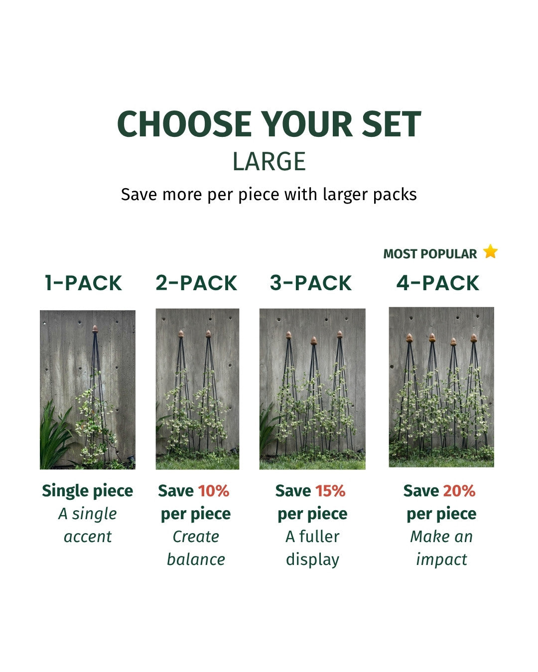 Obelisk Garden Trellis –  71" Large | Black or Unpainted Steel Finish