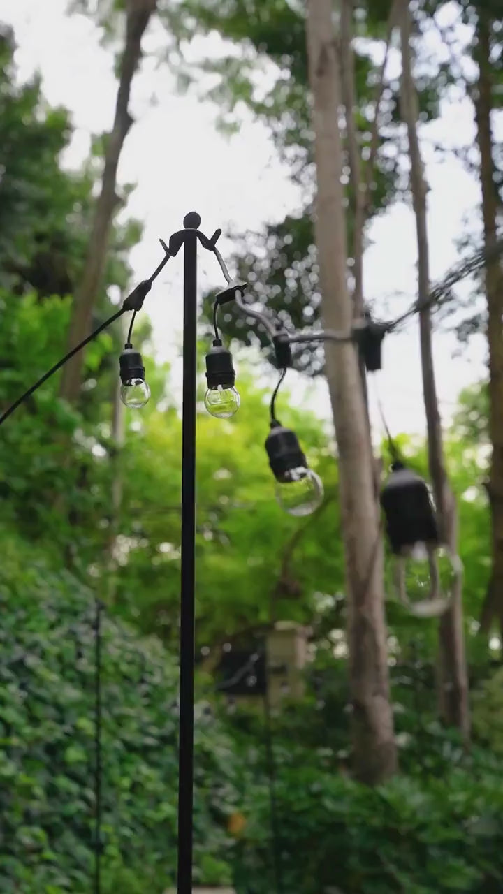 String Light Poles - Black Steel (8.2 ft Tall)