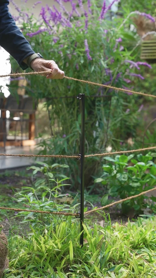 Steel Garden Border Posts: 39" Stakes for Garden Edging & Walkways, Black Coated or Rustic Finish